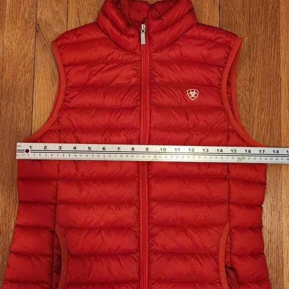 Ariat Women's Ideal Down Vest, Orange, With Pouch, Excellent Condition, Sz S - Picture 9 of 11